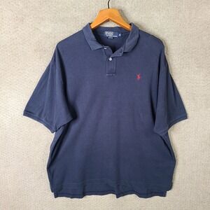Vintage Polo Ralph Lauren Shirt Mens XL Navy Blue Short Sleeve Polo Red Pony USA